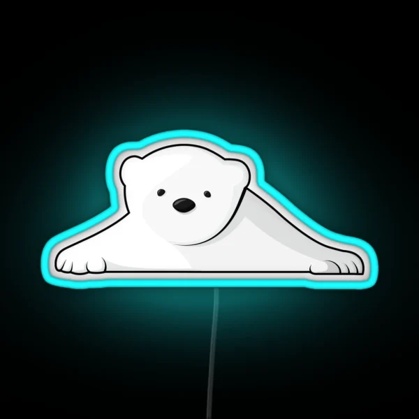 Polar Bear Peeking Over Ledge RGB Neon Sign