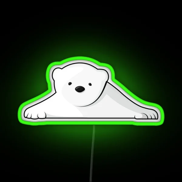 Polar Bear Peeking Over Ledge RGB Neon Sign