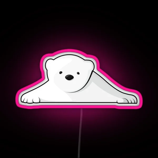 Polar Bear Peeking Over Ledge RGB Neon Sign