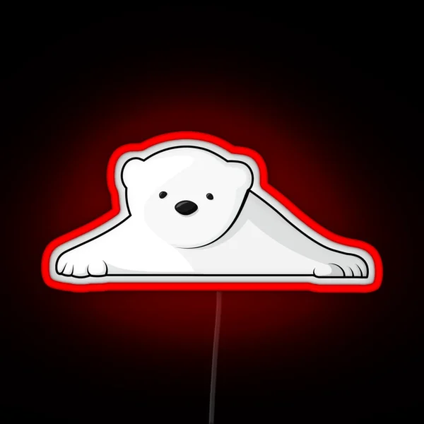 Polar Bear Peeking Over Ledge RGB Neon Sign