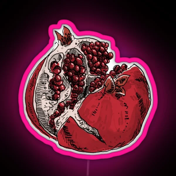 Pomegranate Drawing RGB Neon Sign