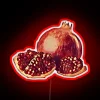 Vibrant pomegranate colored RGB neon sign with fruit design illumination.