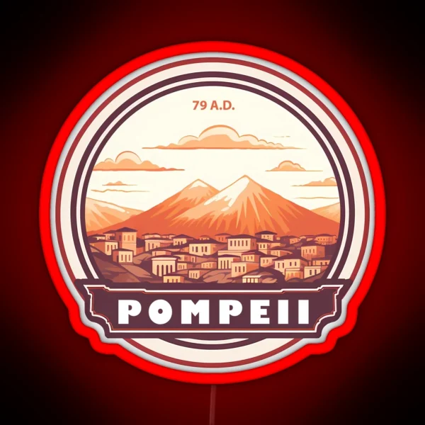 Pompeii Ruins Italy Travel Art Badge RGB Neon Sign