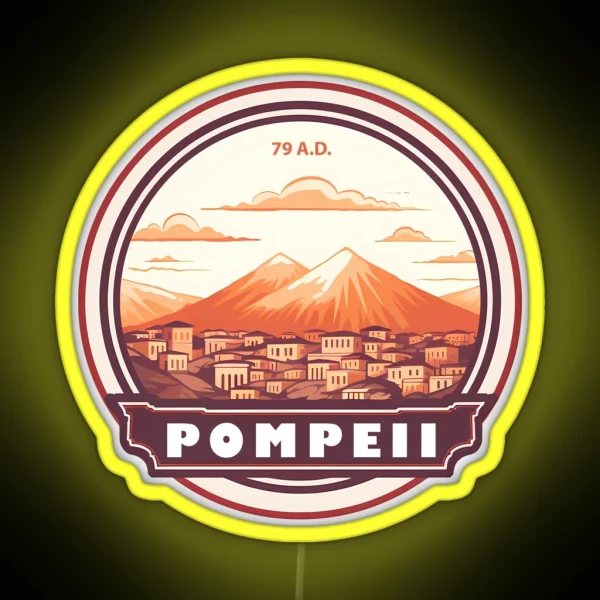 Pompeii Ruins Italy Travel Art Badge RGB Neon Sign