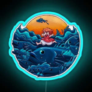 PONYO FISH WAVES RGB Neon Sign