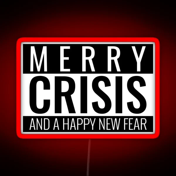 Pop Art Style Black And White Logo Anti Christmas Quote RGB Neon Sign