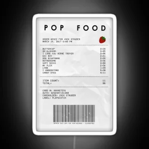 Pop Food Album Receipt RGB Neon Sign