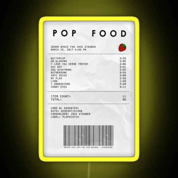Pop Food Album Receipt RGB Neon Sign