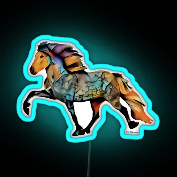 Popart Icelandic Horse RGB Neon Sign