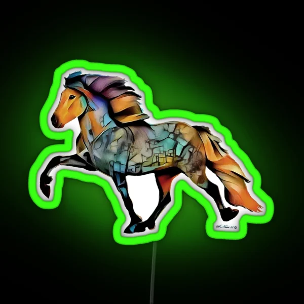 Popart Icelandic Horse RGB Neon Sign