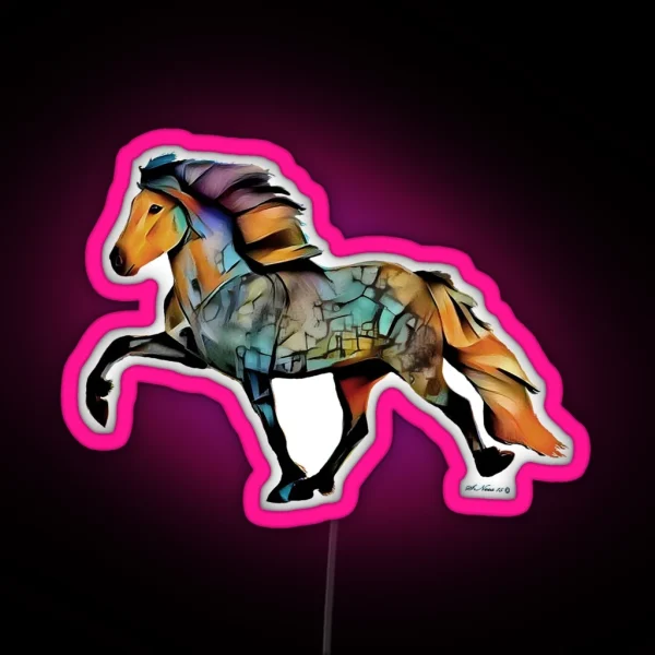 Popart Icelandic Horse RGB Neon Sign