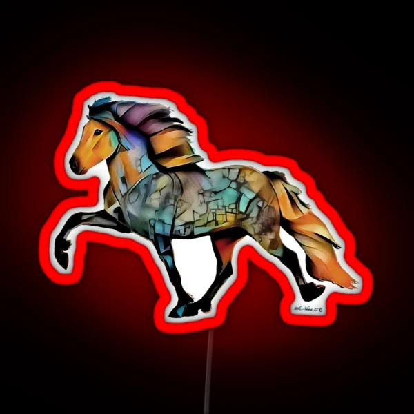 Popart Icelandic Horse RGB Neon Sign