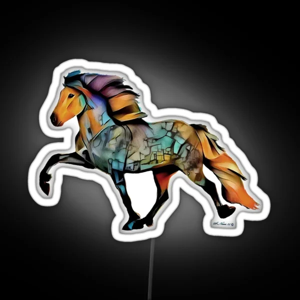 Popart Icelandic Horse RGB Neon Sign