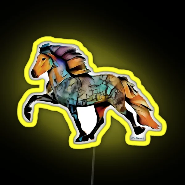 Popart Icelandic Horse RGB Neon Sign