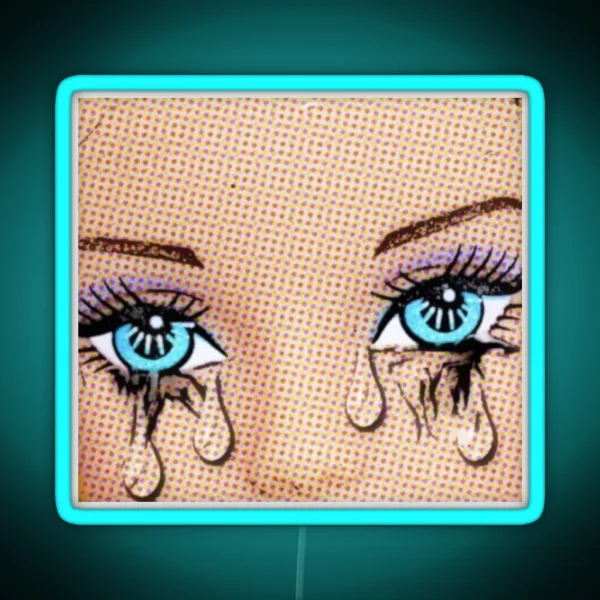 Popart Tears Doll S Blue Eyes Filled With Tears RGB Neon Sign