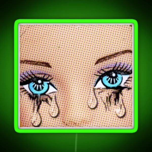 Popart Tears Doll S Blue Eyes Filled With Tears RGB Neon Sign