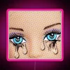 Whimsical Pop Art Neon Sign featuring Tears and Blue Eyed Doll.