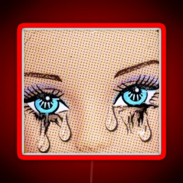 Popart Tears Doll S Blue Eyes Filled With Tears RGB Neon Sign