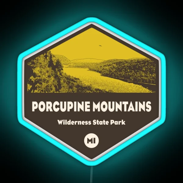 Porcupine Mountains Wilderness State Park Michigan RGB Neon Sign