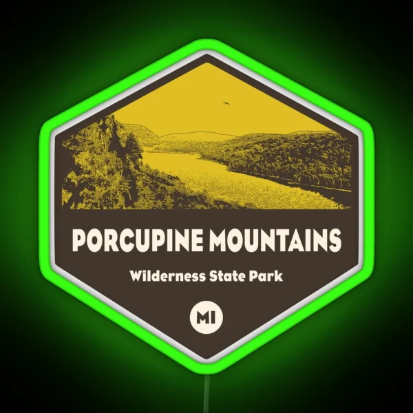 Porcupine Mountains Wilderness State Park Michigan RGB Neon Sign