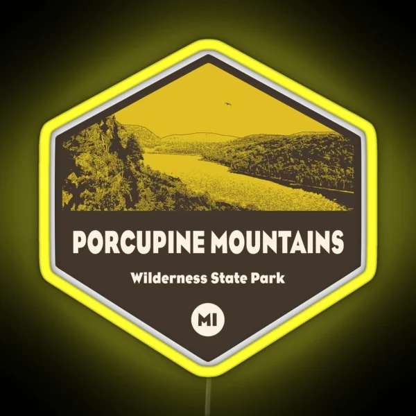 Porcupine Mountains Wilderness State Park Michigan RGB Neon Sign