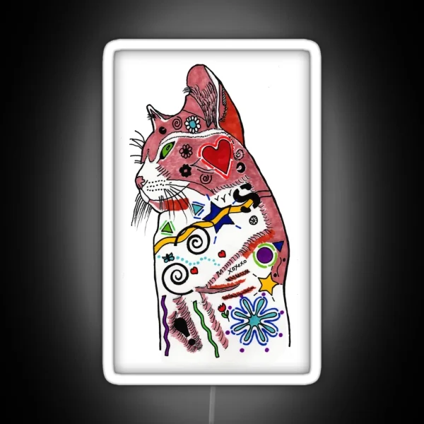 Portrait Of Sherbie The Cat RGB Neon Sign