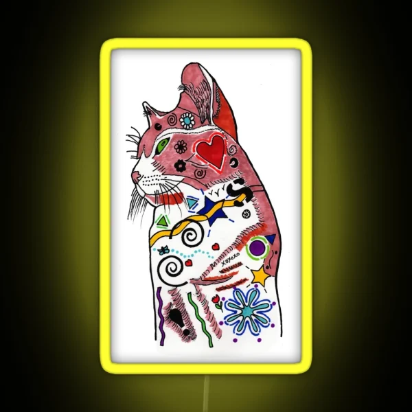 Portrait Of Sherbie The Cat RGB Neon Sign