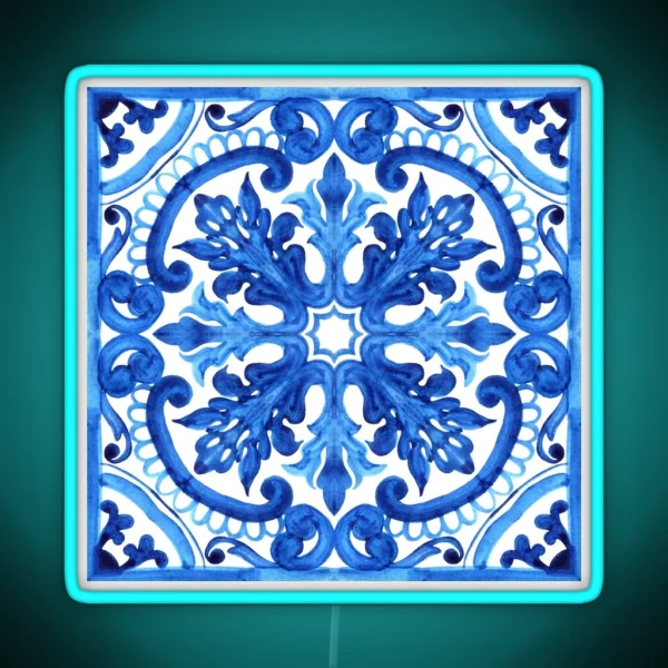 Portuguese Azulejo Tiles Gorgeous Patterns RGB Neon Sign