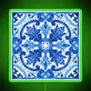 Vibrant Portuguese-inspired ceramic azulejo tile design in multicolor neon glow