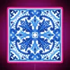 Portuguese-inspired vibrant azulejo-style patterns in gorgeous RGB neon lighting display