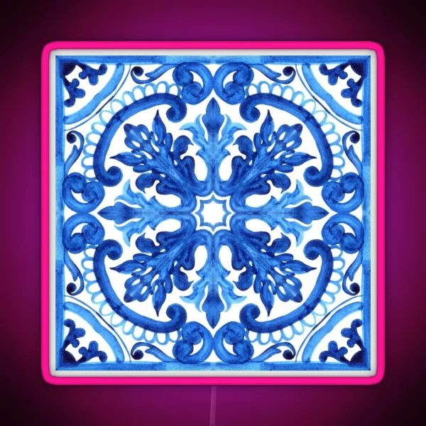 Portuguese Azulejo Tiles Gorgeous Patterns RGB Neon Sign