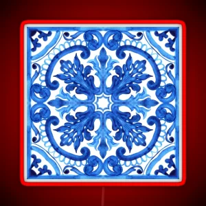 Portuguese Azulejo Tiles Gorgeous Patterns RGB Neon Sign