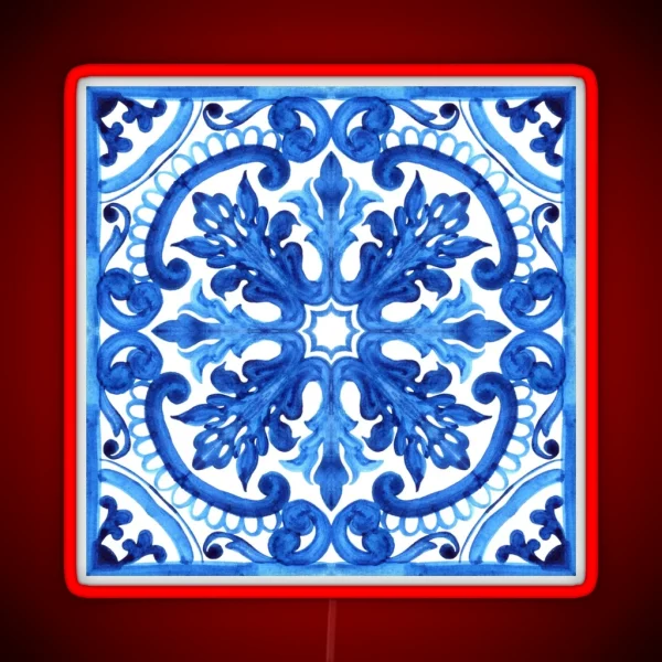 Portuguese Azulejo Tiles Gorgeous Patterns RGB Neon Sign