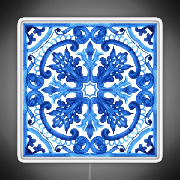 Portuguese Azulejo Tiles Gorgeous Patterns RGB Neon Sign