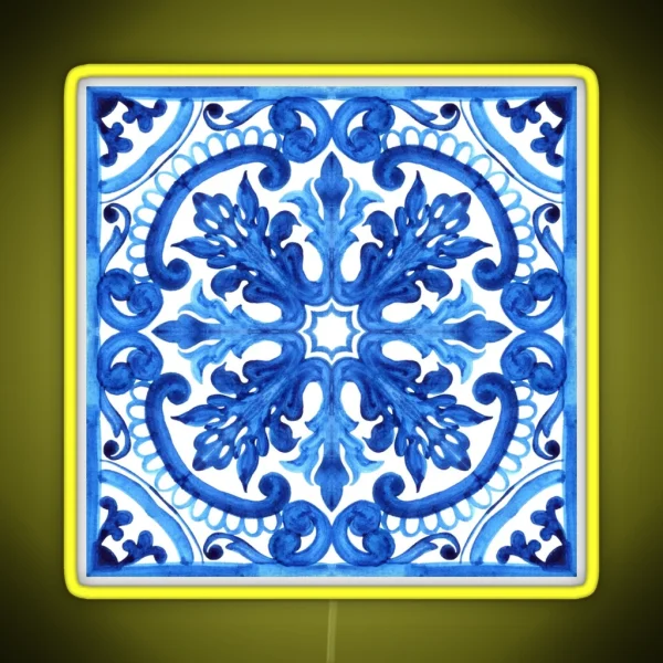 Portuguese Azulejo Tiles Gorgeous Patterns RGB Neon Sign
