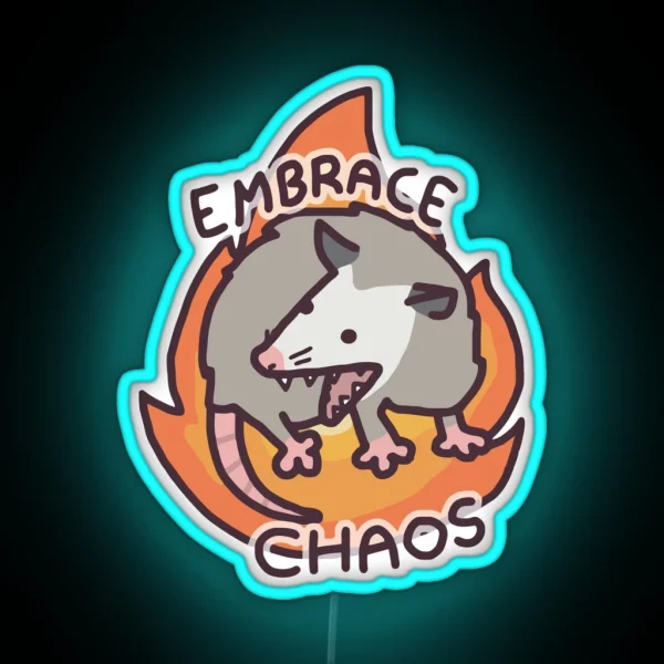 Possum Embrace Chaos Violence Raccoon RGB Neon Sign