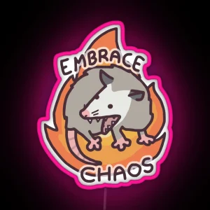 Possum Embrace Chaos Violence Raccoon RGB Neon Sign