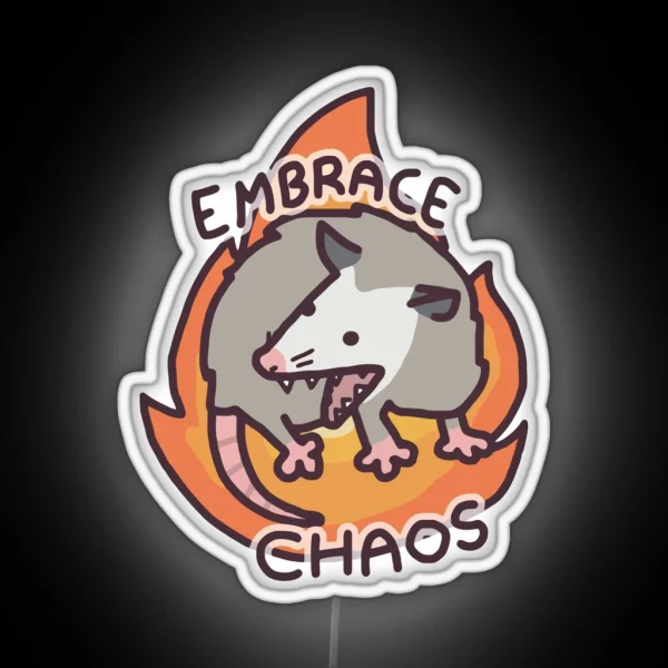 Possum Embrace Chaos Violence Raccoon RGB Neon Sign