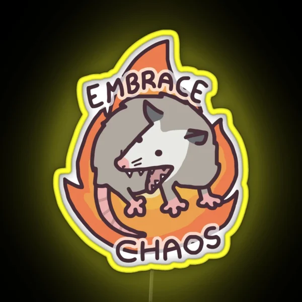 Possum Embrace Chaos Violence Raccoon RGB Neon Sign