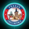 Vibrant RGB LED Neon Sign Depicting Iconic Prague's Charles Bridge