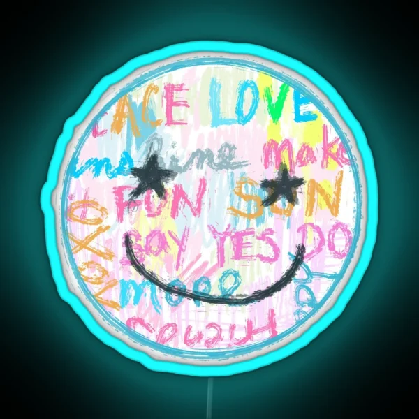Preppy Art Happy Face Smiley Face Preppy Aesthetic RGB Neon Sign