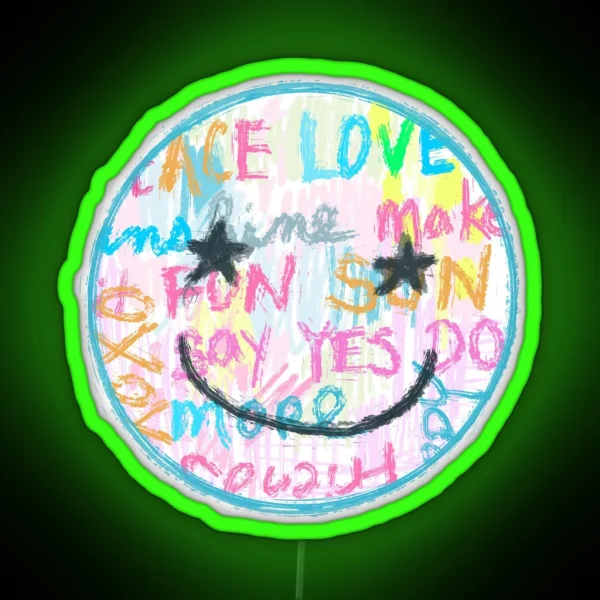 Preppy Art Happy Face Smiley Face Preppy Aesthetic RGB Neon Sign
