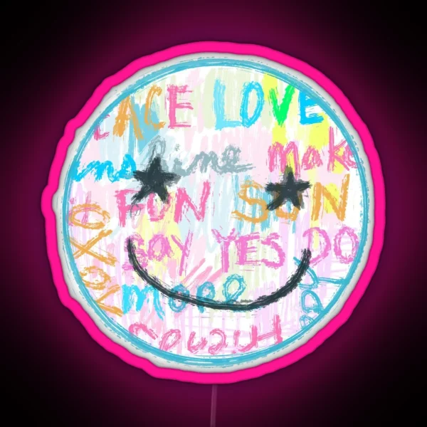 Preppy Art Happy Face Smiley Face Preppy Aesthetic RGB Neon Sign