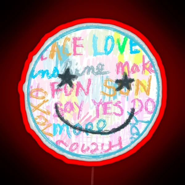 Preppy Art Happy Face Smiley Face Preppy Aesthetic RGB Neon Sign