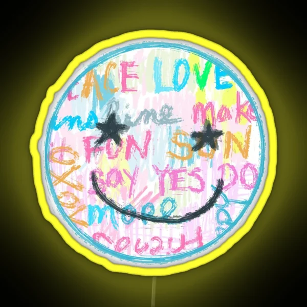 Preppy Art Happy Face Smiley Face Preppy Aesthetic RGB Neon Sign