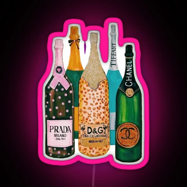 Preppy Colorful Glamorous Watercolor Drinks RGB Neon Sign