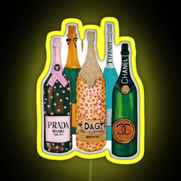 Preppy Colorful Glamorous Watercolor Drinks RGB Neon Sign