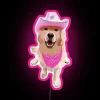 Vibrant neon lighting for your preppy pup's stylish doghouse decor.
