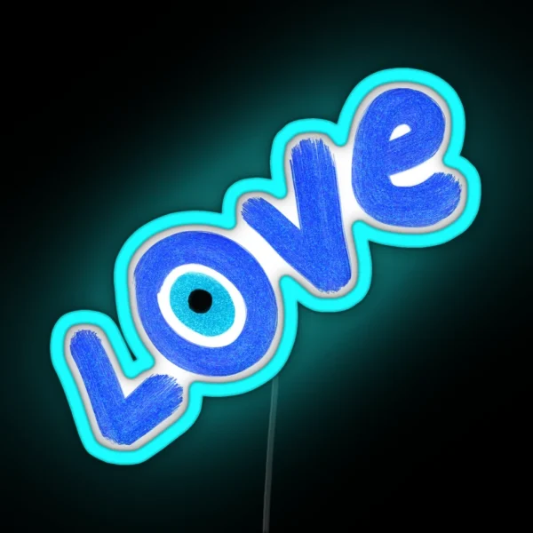 Preppy Evil Eye Love RGB Neon Sign