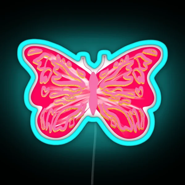 Preppy Hot Pink Butterfly RGB Neon Sign